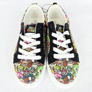 Ground Up Boys Super Mario Nintendo Low Top Lace Up Canvas Black Shoes Sz 3 NWOB